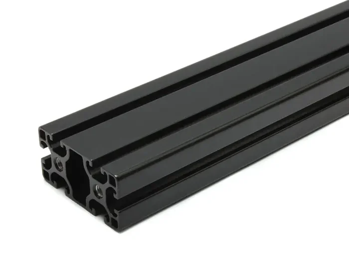 Aluminiumprofil 40x80L I-Typ Nut 8 (leicht) – 600mm Vorderachse, inkl. Bearbeitung, schwarz pulverbeschichtet