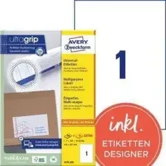 Avery Zweckform Etikett 3478-200 210x297mm weiß 220 St./Pack.