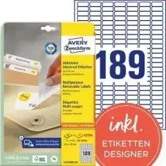 Avery Zweckform Etikett L4731REV-25 25,4x10mm weiß 5.670 St./Pack.